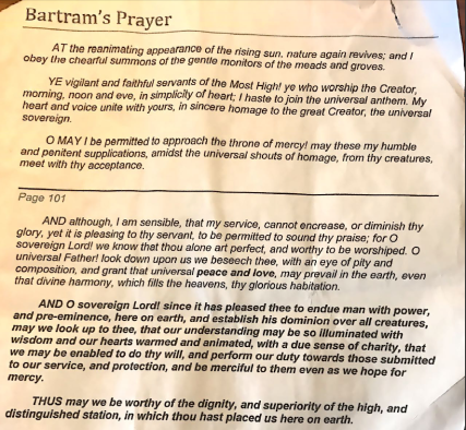 Bartram Prayer